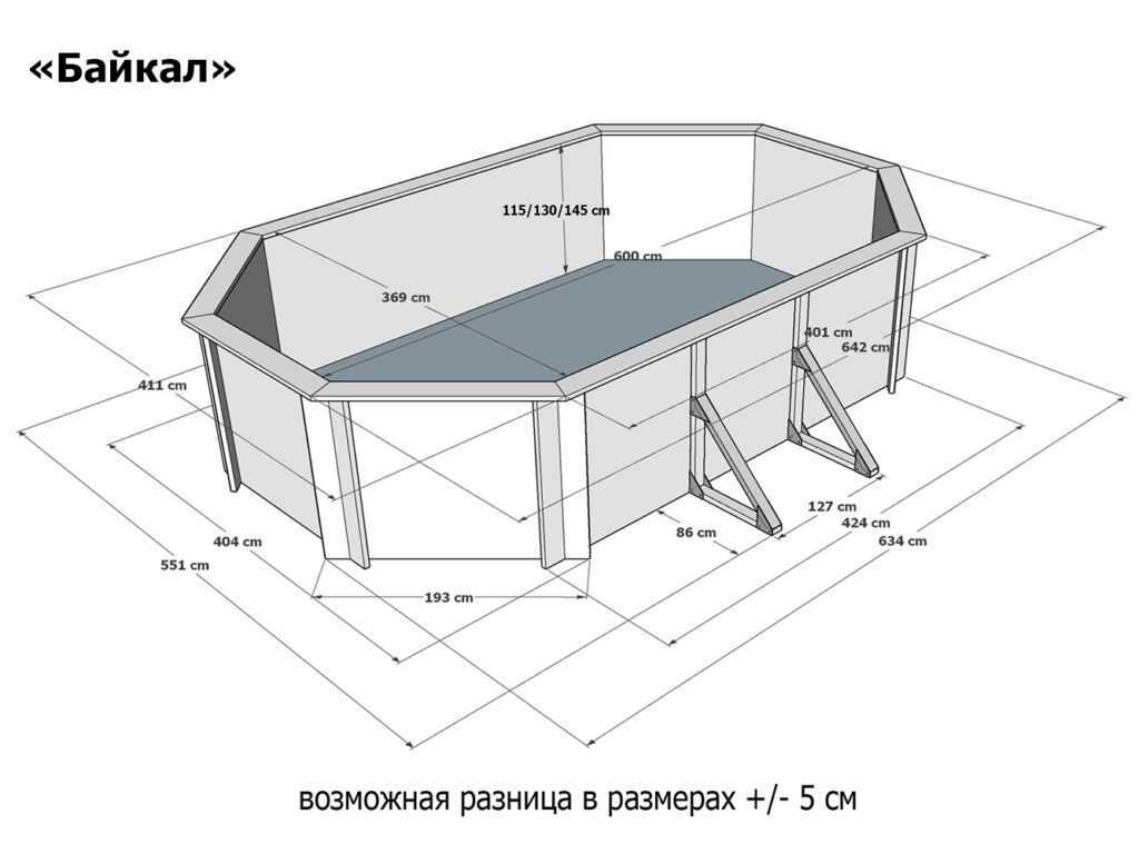Бассейн Байкал 600 х 370 см